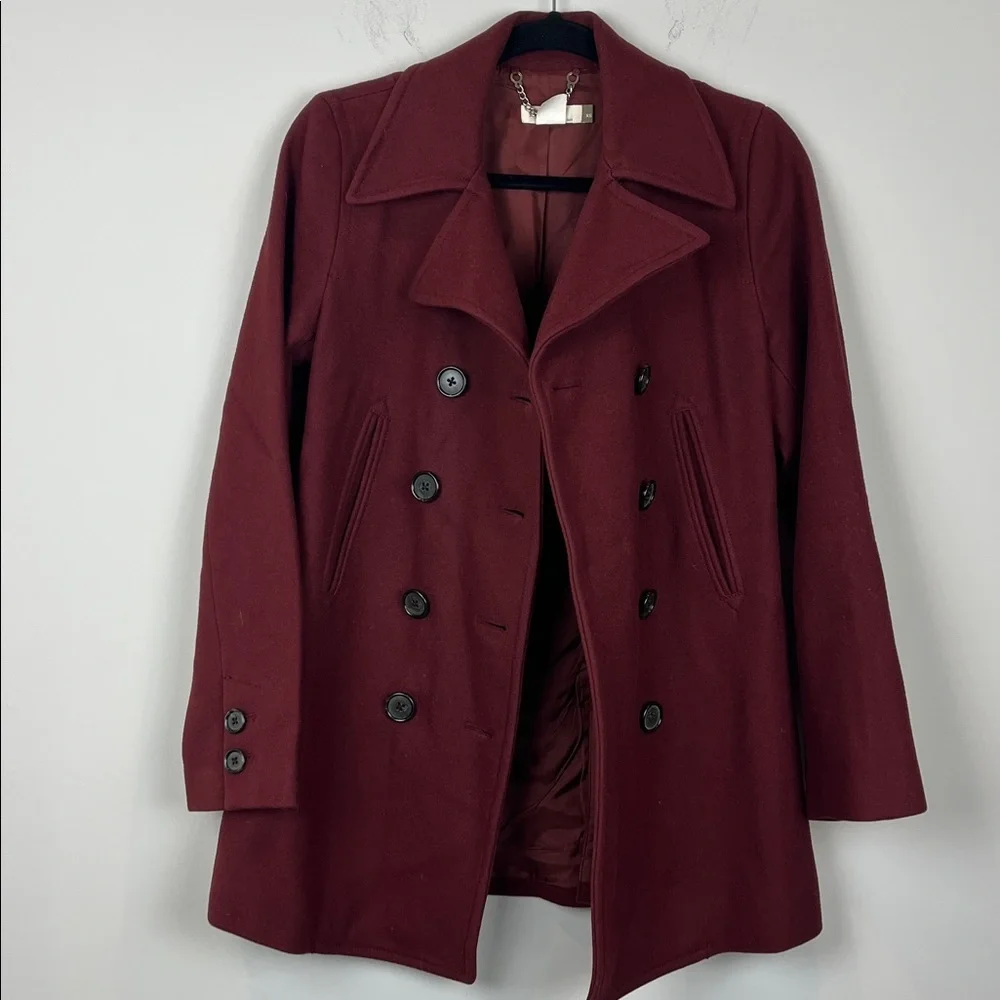 J. Crew Wool Double-Breasted Maroon Burgundy Pea Coat Women's Size XS - Picture 6 of 6
